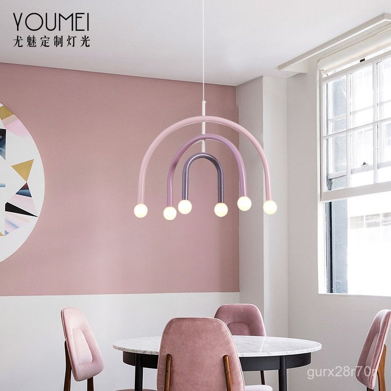 Rainbow Chandelier Minimalist Artistic Homestay Hotel Front Desk Studio Kindergarten Children's Colo