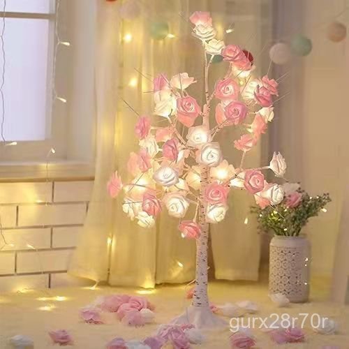 LED Glowing Tree Romantic Rose Tree Light Background Birch Tree Light Floor Lamp Atmosphere Light Ca