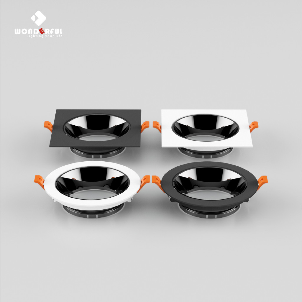 WONDERFUL เฟรมโคมไฟดาวน์ไลท์ ฝังฝ้า กันแสง วัสดุอลูมิเนียม ปรับมุมได้ รองรับ GU10/MR16 ขนาดรู70-75mm