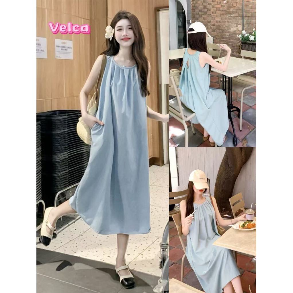 ส่งไวจากไทย🌷เดรสแขนกุด ชุดเที่ยวทะเล ใส่ไปทะเล ชุดเดรสผู้หญิง สไตล์ลำลอง Velca