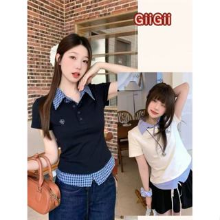 พร้อมส่งจากกทม 2สี เสื้อยืดแขนสั้นคอปก ปัก ฤดูร้อนผ้าฝ้ายปิด…