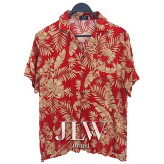 เสื้อฮาวาย ลายแดงใบทอง M L XL Oversize คอฮาวาย JLW BRAND ผ้า…