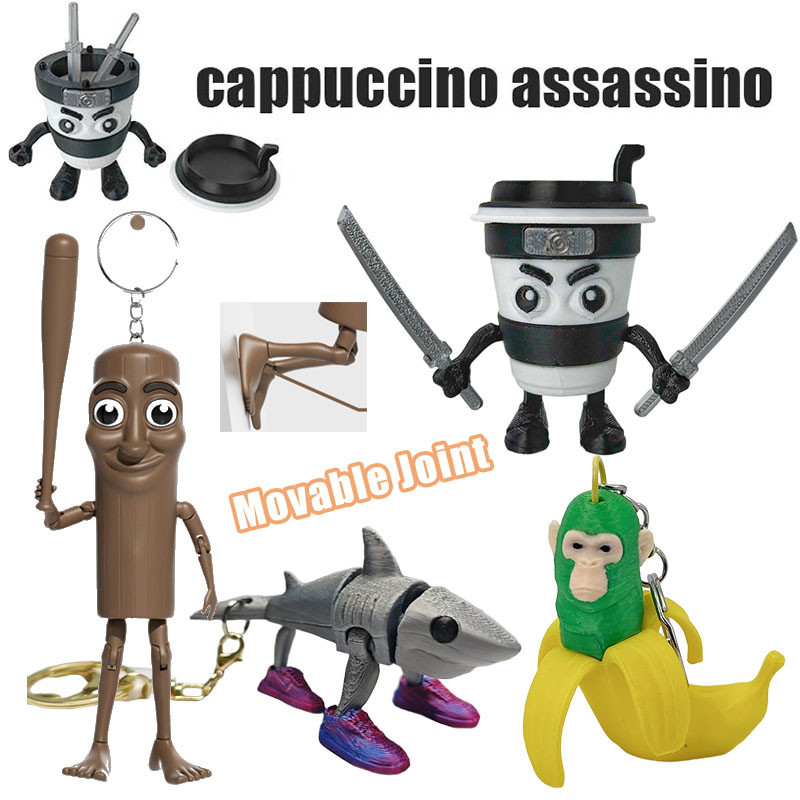 Tung Tung Tung Sahur ของเล่นรูป Trralero Tralala Cappuccino Assassino พวงกุญแจ