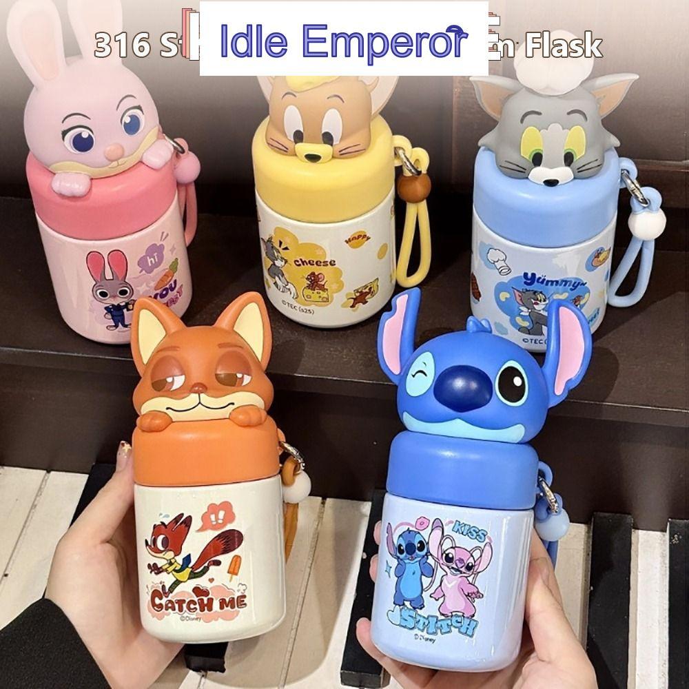 KANGNAI แก้วเก็บความร้อน Disney Stitch, 316 สแตนเลส Nick/Judy/Stitch/Tom/Jerry กระติกน้ําสูญญากาศ, ก