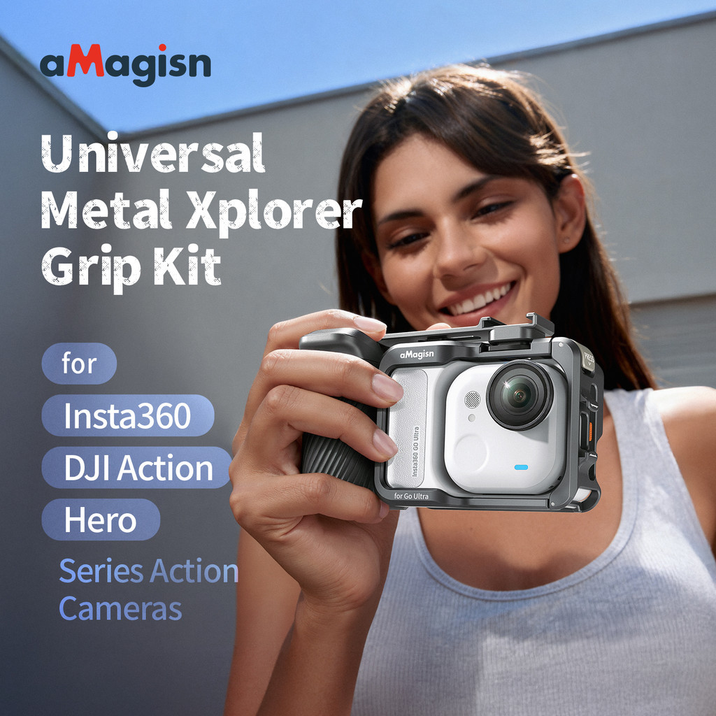 โลหะ Xplorer Grip Kit สําหรับ Insta360 Go Ultra/insta360 Ace Series/Action Series/Hero Series Ergono