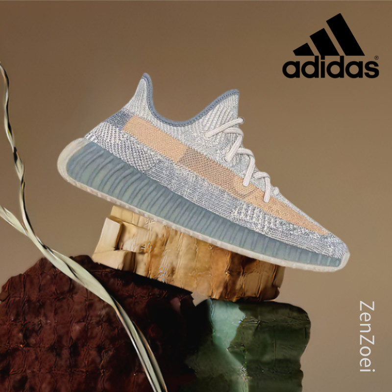 (ของแท้ 100%) 💯 adidas originals Yeezy Boost 350 V2 israfil  slate blue Low Sneakers FZ5421