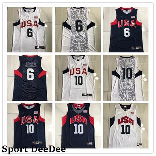Sport DeeDee！เสื้อปักเต็ม เสื้อทีม USA พร้อม LOGO No.10 Kobe jersey No.6 James Basketball Jersey Ves