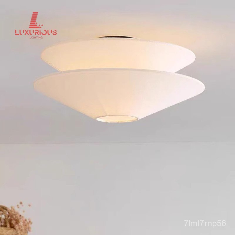 Modern Bedroom Ceiling Light French Cream Style Study Light Fabric Wabi-Sabi Bedroom Light Homestay 