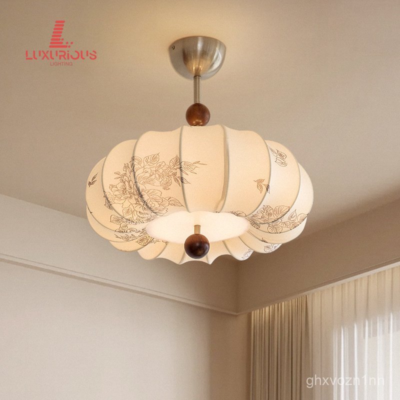 Nanyang Retro Style Bedroom Ceiling Light Simple Nanyang Creative Pumpkin Shape Art Study Bedroom Li