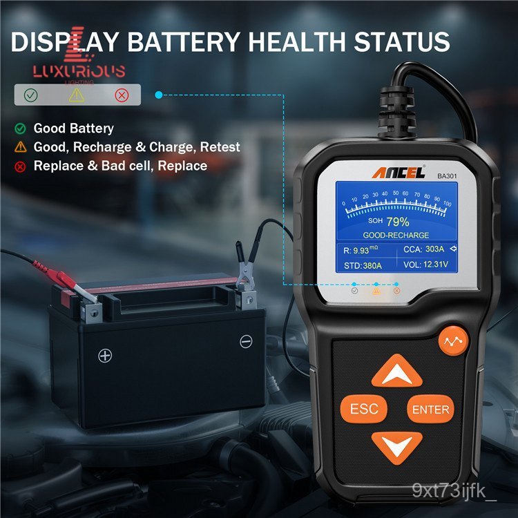 ANCEL BA301 6V- 12V รถจักรยานยนต์และรถยนต์ รถแบตเตอรี่ ผู้ทดสอบแบตเตอรี่ เครื่องวิเคราะห์แบตเตอรี่ Y