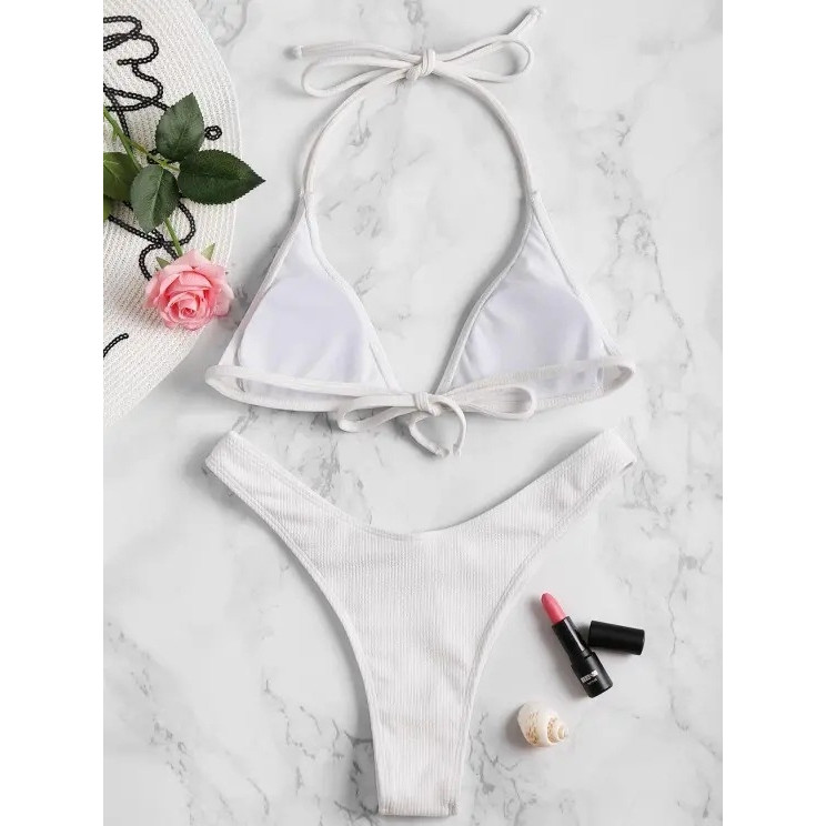 BIKINI RUNWAY บิกินี่เซ็กซี่ ชุดเดินชายหาด ชุดบิกินี่ยั่วๆ 🌈 ชุดว่ายน้ำซีทู แบบผูกคอผูกหลัง สไตล์เซ็กซี่ Y084