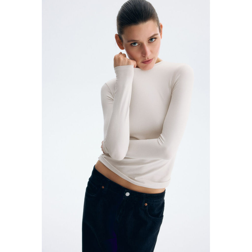 H&M(เอชแอนด์เอ็ม) เสื้อแขนยาวไมโครไฟเบอร์ Women Long-sleeved microfibre top 1191700_12