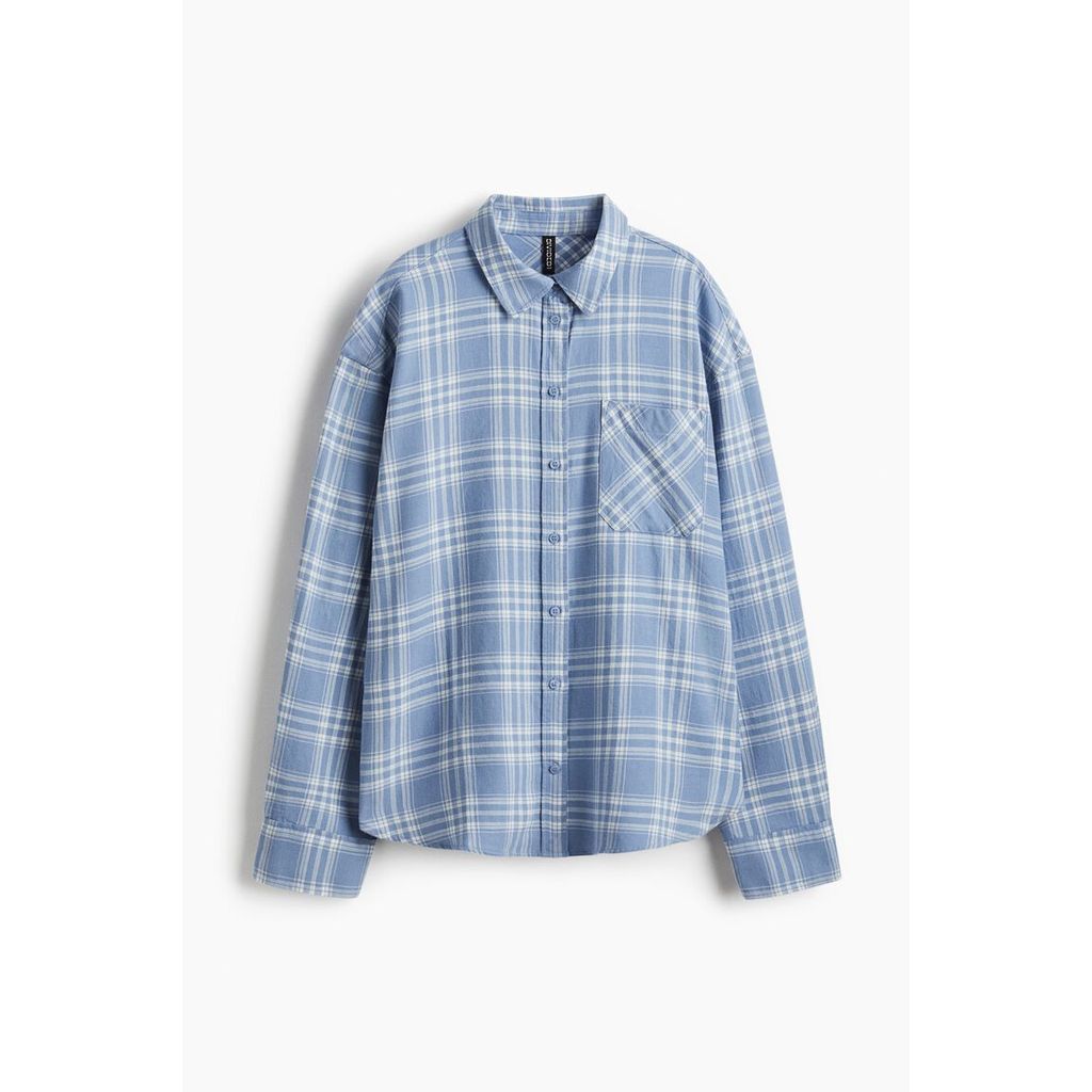 H&M(เอชแอนด์เอ็ม) เสื้อเชิ้ตคอตตอนแบบโอเวอร์ไซส์ Women Oversized cotton shirt 1294999_4
