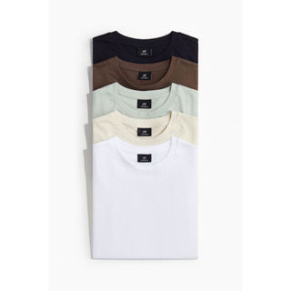 H&M(เอชแอนด์เอ็ม) แพ็ค 5 ตัว เสื้อยืด Regular Fit ผู้ชาย 121…