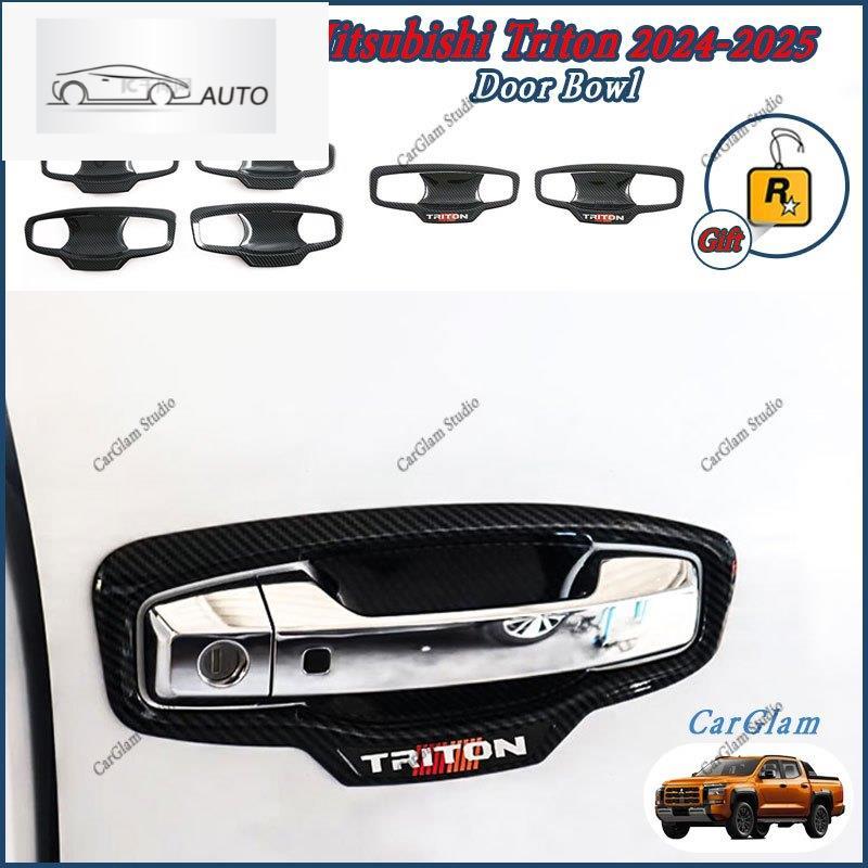 Mitsubishi Triton 2024-2025Carbon FiberประตูชามGLS GLX GL AT Premium AT GL MT GL รถตกแต่งภายนอกABSอุ