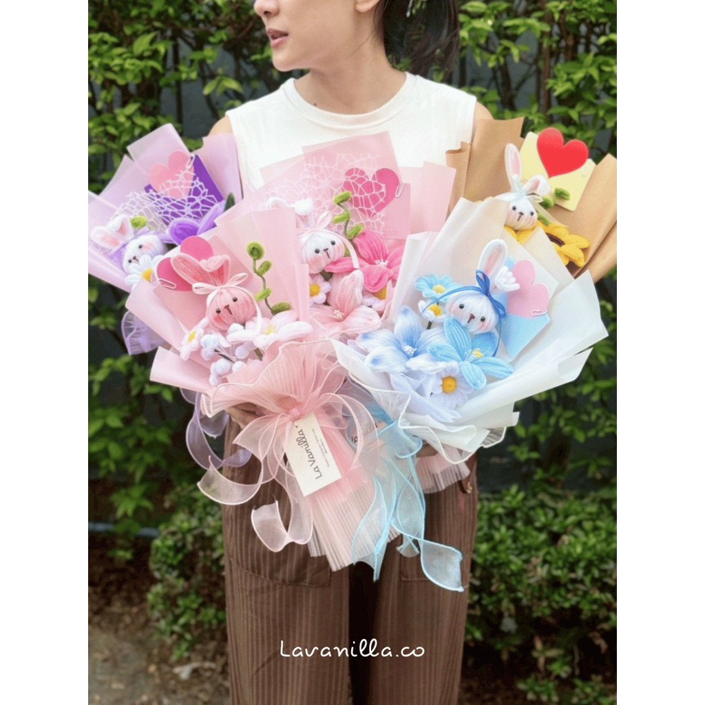 [มีส่งด่วน] ช่อดอกไม้ ดอกไม้วาเลนไทน์ ดอกไม้ปัจฉิม ดอกไม้กำมะหยี่ ดอกไม้กลิตเตอร์