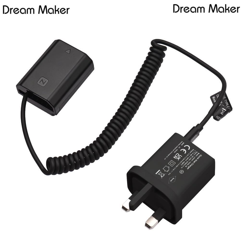 Type C NP-FZ100 Dummy Battery DC Coupler 20W PD Adapter Replacement for Alpha A7S III A6600 A7 III A