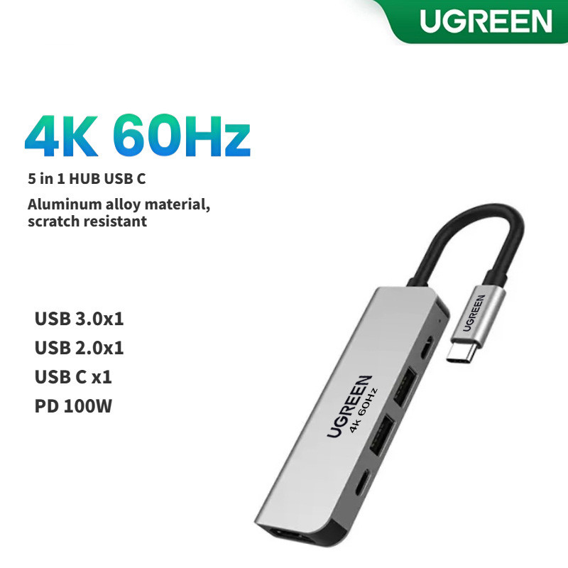 Ugreen Usb C Hub 4K HDMI 5 in 1/6in1/7in1Usb Hub 100W USbC MacBook Pro อะแดปเตอร์มัลติฟังก์ชั่นสําหรับ