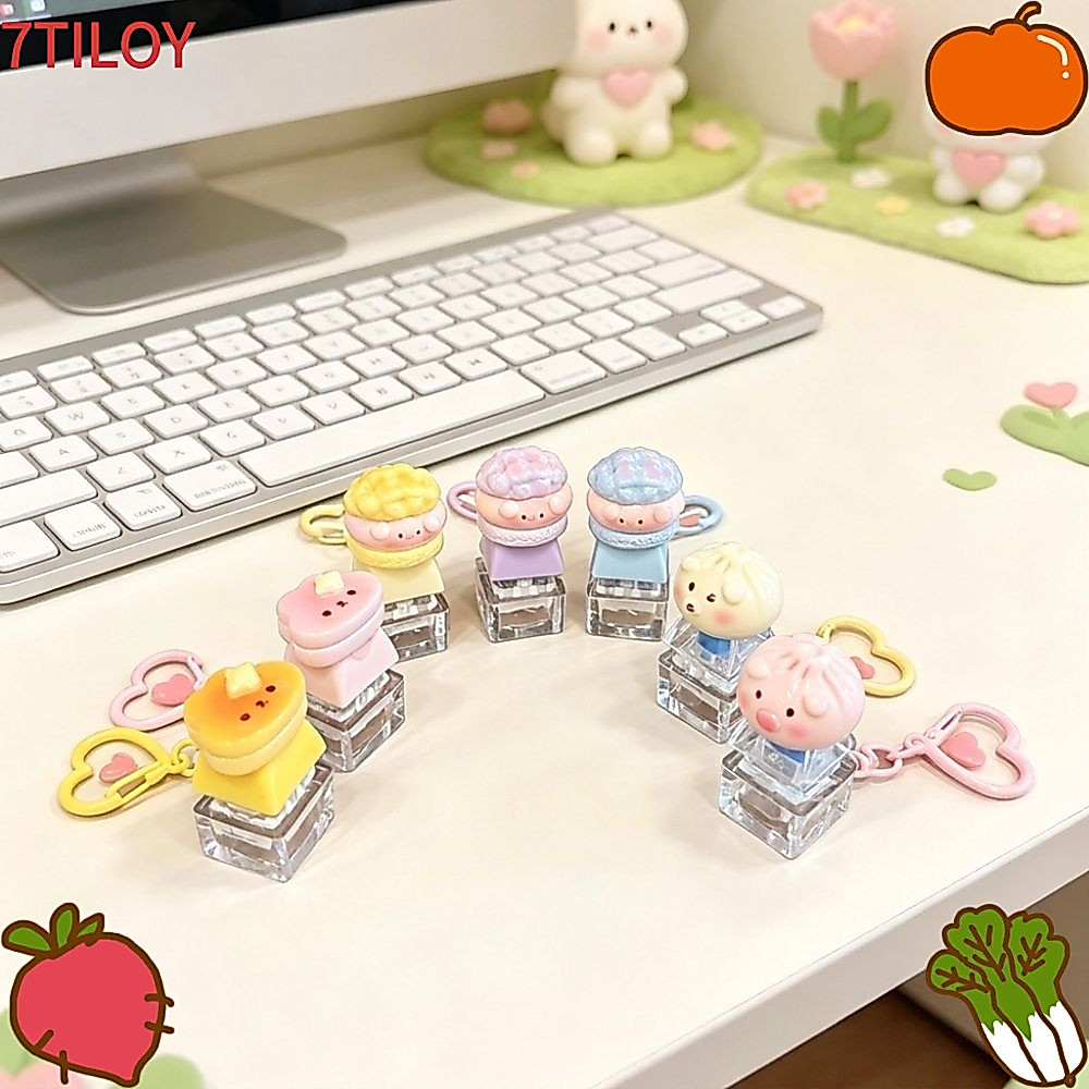 7TILOYSHOP Fidget พวงกุญแจ, การ์ตูน Keycap Finger Keyboard Cap, Pass The Time Keys ปุ่ม 1Keys Clicke