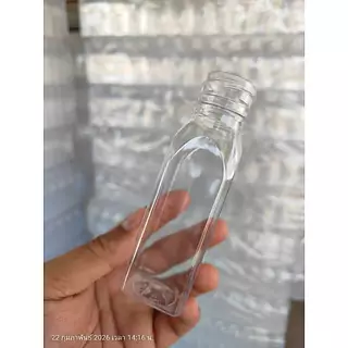 (150 ขวด)ขวด PET ทรงตัดเหลี่ยม 120ml แพ็ค พร้อมฝา