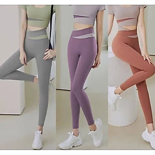 (S-3XL) กางเกงโยคะขายาว สีทูโทน กางเกงเลกกิ้ง กางเกงออกกำลังกายผู้หญิง รุ่น YOGA-044