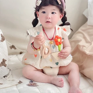 Ins ฤดูร้อน ใหม่ เด็กผู้หญิง แขนกุด ผ้าฝ้ายแท้ บอดี้สูท 0-24 เดือน ทารกแรกเกิด น่ารักมาก เจ้าหญิง รอมเปอร์ สไตล์เกาหลี