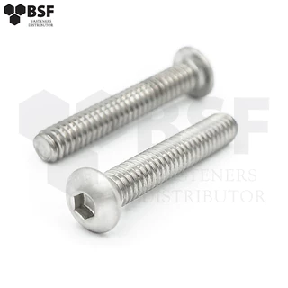 สกรูหัวจมกลมสแตนเลส 304 ขนาด M5 x 8 ถึง 60 เกลียวมิลหยาบ