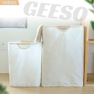 GEESO Foldable Laundry Bag Dirty Clothes Storage ตะกร้าผ้า แบบญี่ปุ่น มีหูจับ สไตล์มินิมอล พับได้ ทำความสะอาดได้ 折叠脏衣袋
