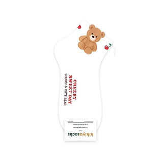 Chacha socks - ถุงเท้าข้อสั้น Cherry Bear Middle Socks แบรนด์ kikiya ถุงเท้าเกาหลี