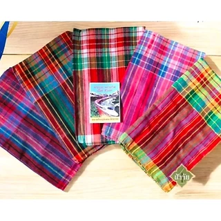 (ราคาส่ง! 10 ผืน) ผ้าขาวม้า ผ้าฝ้าย100% ผ้าไม่หด สีไม่ตก เย็บชายทุกผืน ขนาด 80×190 cm ขนาดมาตรฐาน