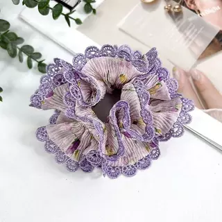 ยางรัดผมสไตล์เกาหลี ผ้าอัดพลีท ดีไซน์สวย ลายดอกไม้น่ารัก งานคุณภาพ ใช้ได้ทุกโอกาส #ยางรัดผม
