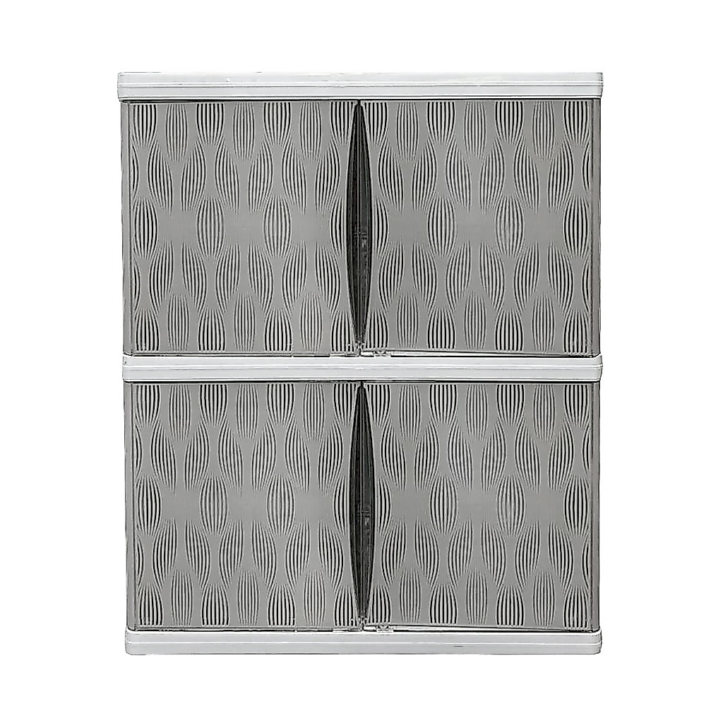 ตู้บานเปิด 2 ชั้น โครงทึบ Leaf KASSA HOME รุ่น ZKG-Clear Vid-V.2 ขนาด 70 x 50 x 82 ซม. สีขาว - เทา