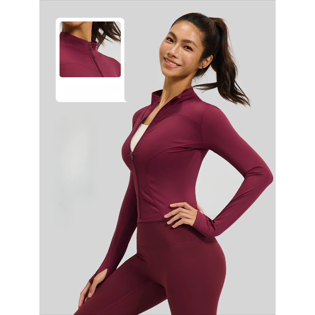 💗NEW COLOR💗 Yoga jacket เสื้อแจ็คเก็ตออกกำลังกาย แขนยาว กันยูวี มีซิปรูด รัดรูปสวย ผ้ายืดหยุ่นได้ดี Size S-XXXL