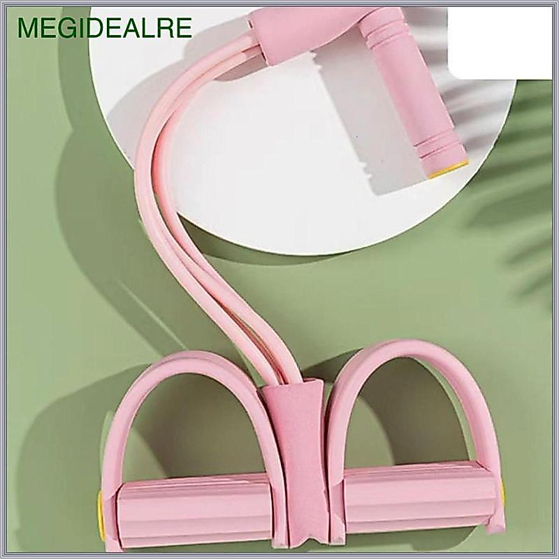 [megidealre] Pedal Resistance Band Abdomen Waist Arm Leg Pink Four Tube Pink Four Tube