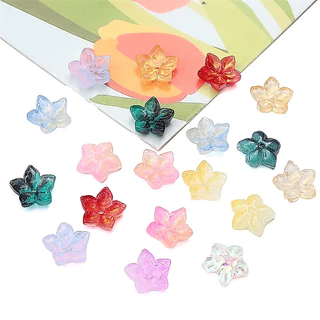10ชิ้น/ถุง13x12มิลลิเมตรดอกไม้แก้วลูกปัดไล่โทนสีสีชี้ดอกไม้ลูกปัดเสน่ห์เครื่องประดับ ทําเอง ออกแบบสร้อยข้อมือสร้อยคอ