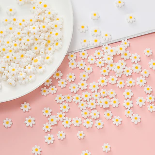 St. kunkka 92/60/59 ชิ้นลูกปัดดอกไม้แก้วสีขาว Daisy ลูกปัดสําหรับ DIY ของขวัญวันหยุดสร้อยข้อมือสร้อยคอทํา