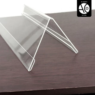 ป้ายอะคริลิคตั้งโต๊ะ 30x10.5 cm. (A4นอนพับครึ่ง) 2หน้า ทรง V ป้ายสามเหลี่ยม (V9)