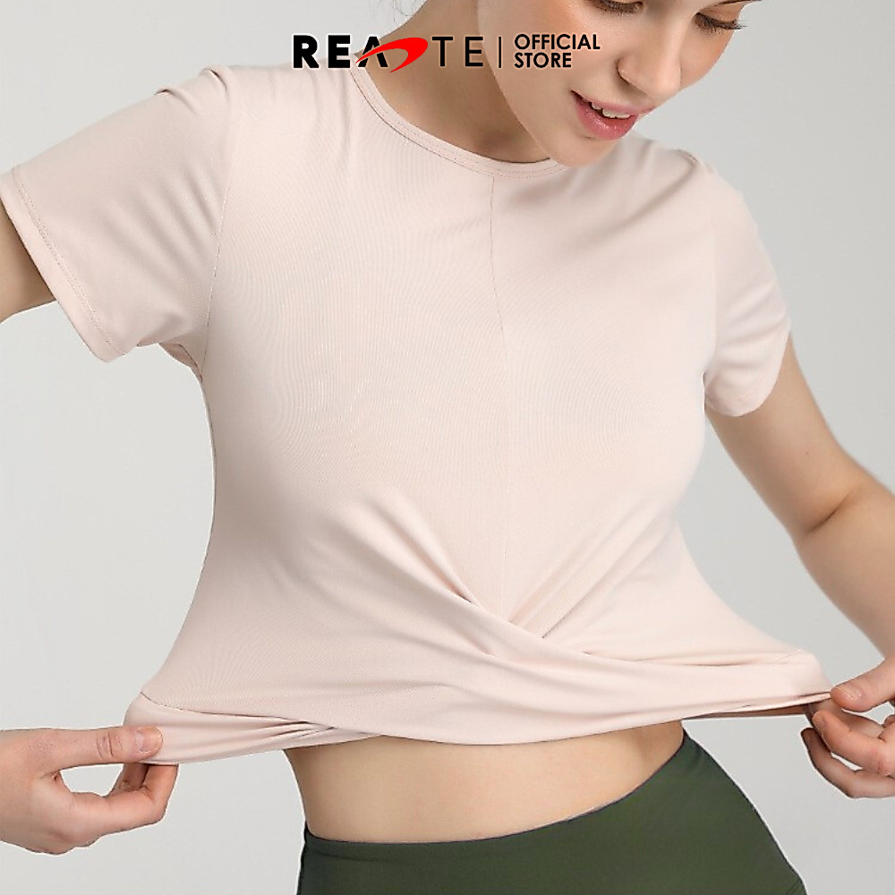 READTE เสื้อยืดออกกำลังกาย ใส่วิ่ง โยคะ TWIST FRONT ผ้านิ่มระบายอากาศดี SPORT WEAR — صورة 8