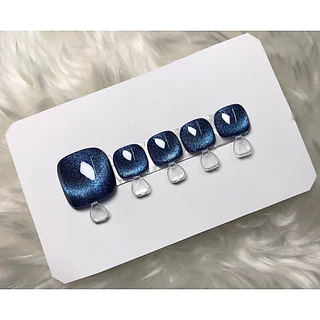 เล็บปลอมเจลเท้าสีลูกแก้วน้ำเงิน❗️ฟรี❗️กาวน้ำ+ตะไบ+แผ่นแอลกอฮอล์(1ชุด10เล็บ)