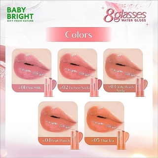 เบบี้ไบร์ท ลิปน้ำ 8 แก้ว ลิปกลอส 2.5g เนื้อฉ่ำวาว บางเบา Baby Bright 8 glasses Water Gloss