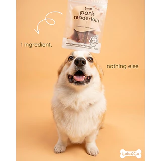 สันในหมูอบแห้ง ขนมฝึก ขนมสุนัข ขนมหมา 50 กรัม Pork Tenderloin Dehydrated Dog Treat by Lulu & Co