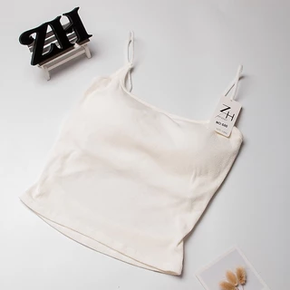 ZH.680เสื้อสายเดี่ยวสีพื้นฟองน้ำในตัว เสื้อครอปโชว์หลังเซ็กซี่สไตล์เกาหลี
