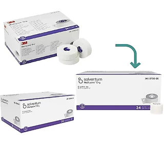 Solventum Multipore Dry Surgical Tape ขนาด 1 นิ้ว x 5.5 หลา (เทปผ้าโพลีเอสเตอร์แบบทักถอ) (1 ม้วน)