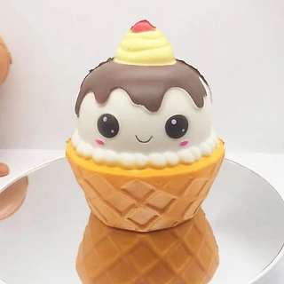 ELLIEJAM Squishy Fidget Toy, Jumbo Expression PU Squeeze Toys, เค้กช็อคโกแลตแฮมเบอร์เกอร์พิซซ่าวาฟเฟิล Popcorn ความเครียดบรรเทาของเล่นเด็กของขวัญ