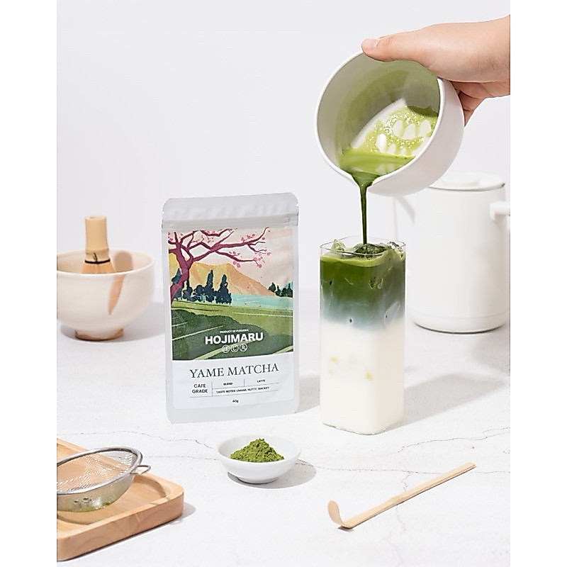ผงมัทฉะ YAME MATCHA (CAFE GRADE) เหมาะสำหรับสายลาเต้ จากฟุกุโอกะ โทนถั่ว รูปที่ 4