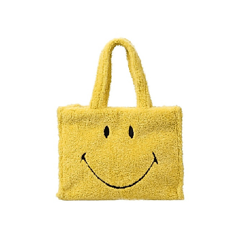 SMILEY® HOLIDAY YELLOW FLUFFY TOTE BAG (ใบใหญ่) — صورة 3