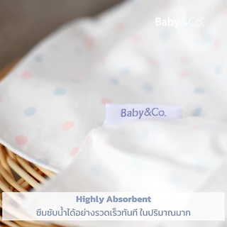 (ส่งด่วน) BABY & CO ผ้าอ้อมเด็ก เส้นใยธรรมชาติ ซึมซับได้ดีเยี่ยม ขนาด 30x30 นิ้ว