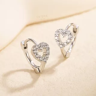 ESCOBAL ตุ้มหูเงินแท้ Diamond Love ต่ต่างหูแฟชั่น ต่างหูผู้หญิง ตุ้มหูเพชร ตุ้มหูเงิน ต่างหูนำโชค
