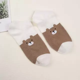 แพ็ค5คุ่ พร้อมส่ง ถุงเท้าข้อสั้น สไตล์น่ารักๆลายหมีน้ำตาล 🐻 P