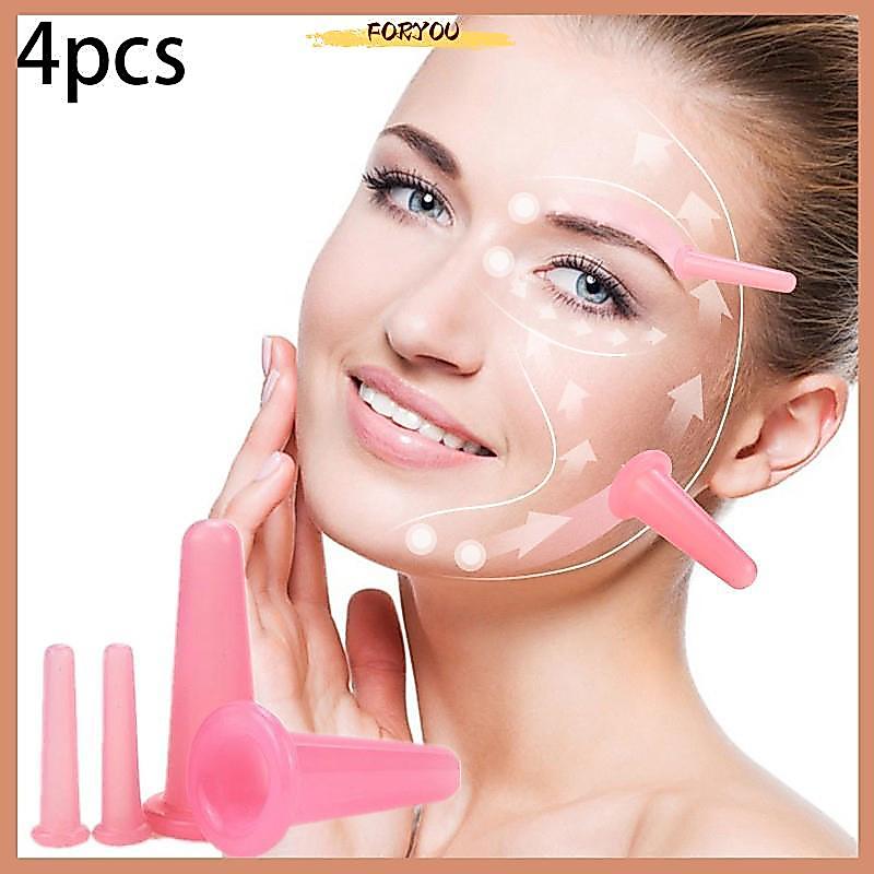 FORYOU 4 ชิ้นซิลิโคน Cupping นวดถ้วย,สําหรับ Body Fac Ne Eye นวดถังสูญญากาศ Body Facial Care, Anti-a